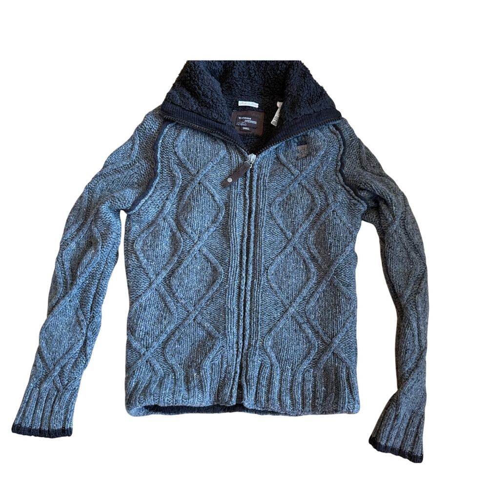 Vintage Energie Miss Sixty Mens Small Wool Sweater Cable Knit Sherpa Lined Italy